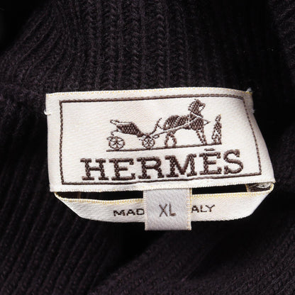 HERMES High-Neck Wool Cashmere Knit Blue Size XL
