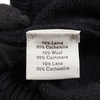 HERMES High-Neck Wool Cashmere Knit Blue Size XL
