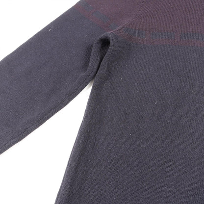 HERMES High-Neck Wool Cashmere Knit Blue Size XL