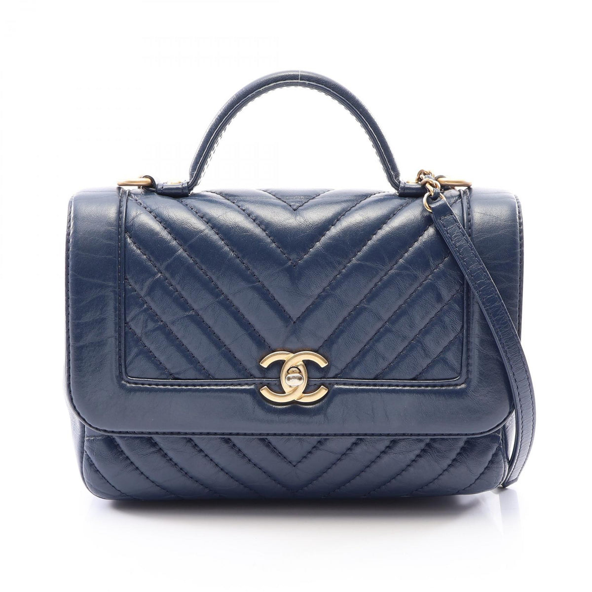 CHANEL Chevron V-Stitch Top Shoulder Bag
