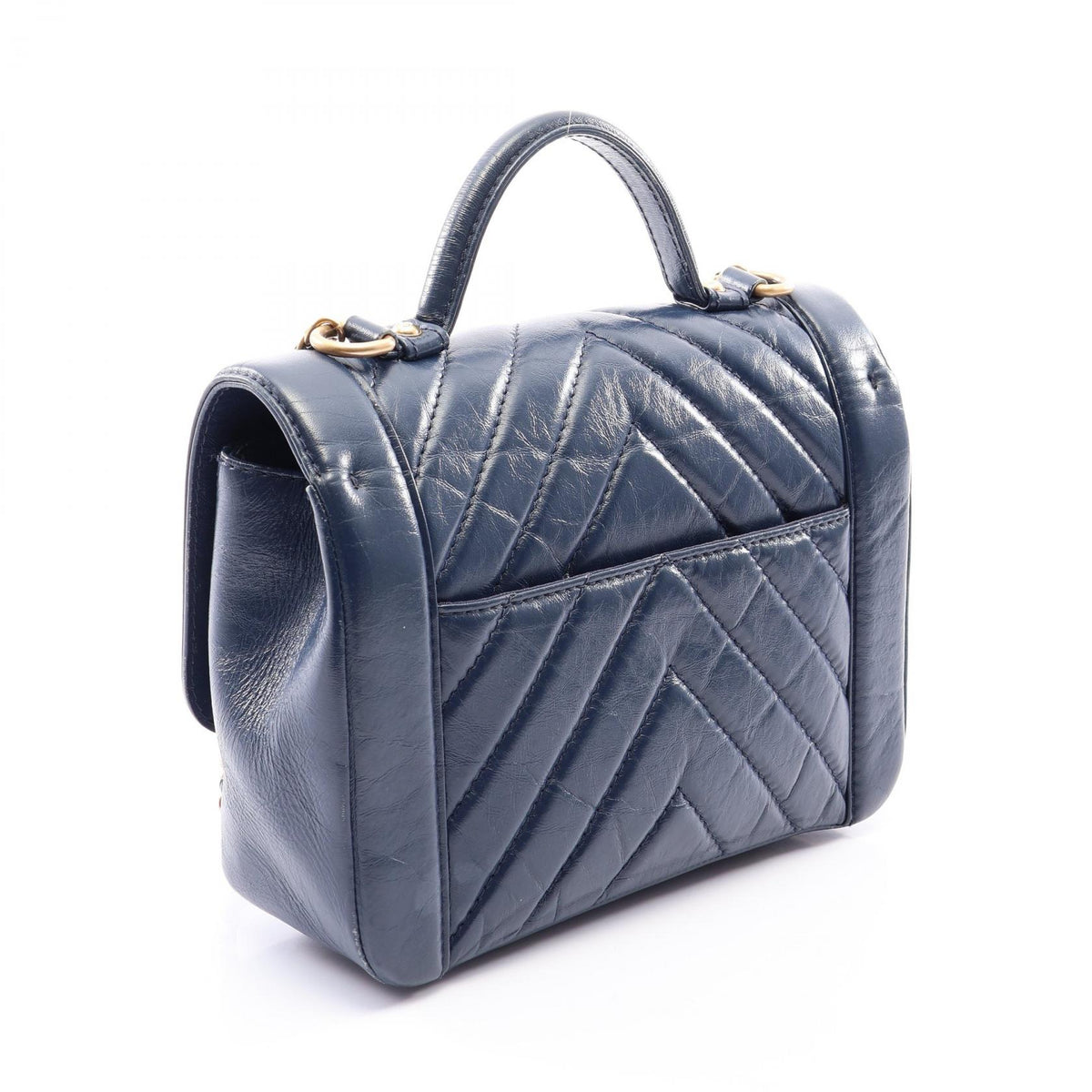 CHANEL Chevron V-Stitch Top Shoulder Bag