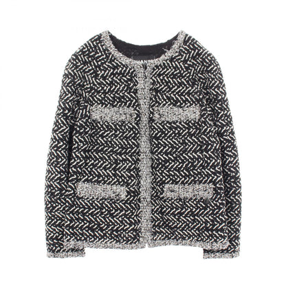 CHANEL Coco Mark Button Collarless Wool Jacket Size 38
