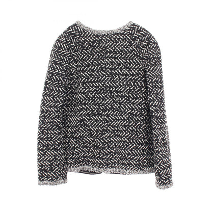 CHANEL Coco Mark Button Collarless Wool Jacket Size 38
