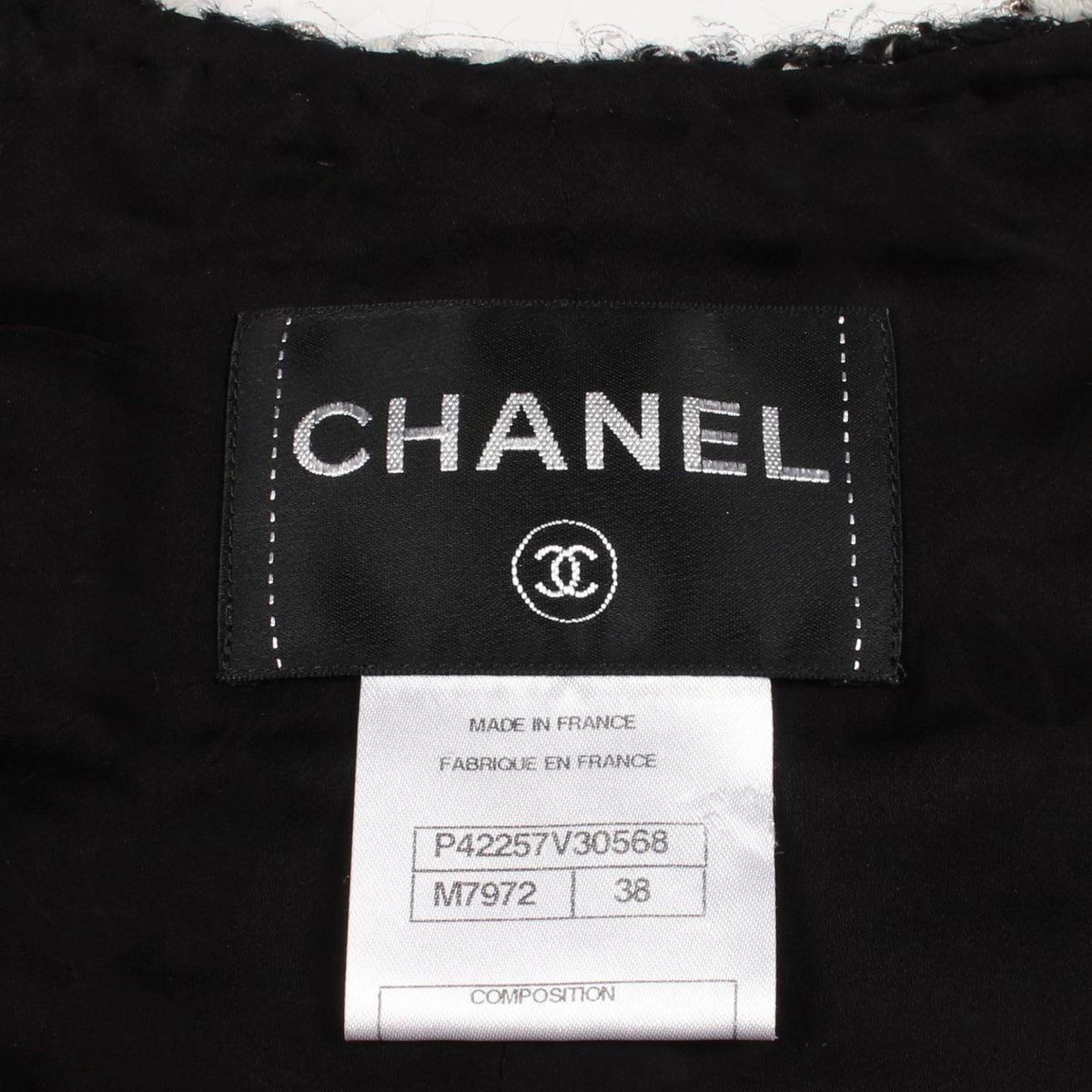 CHANEL Coco Mark Button Collarless Wool Jacket Size 38