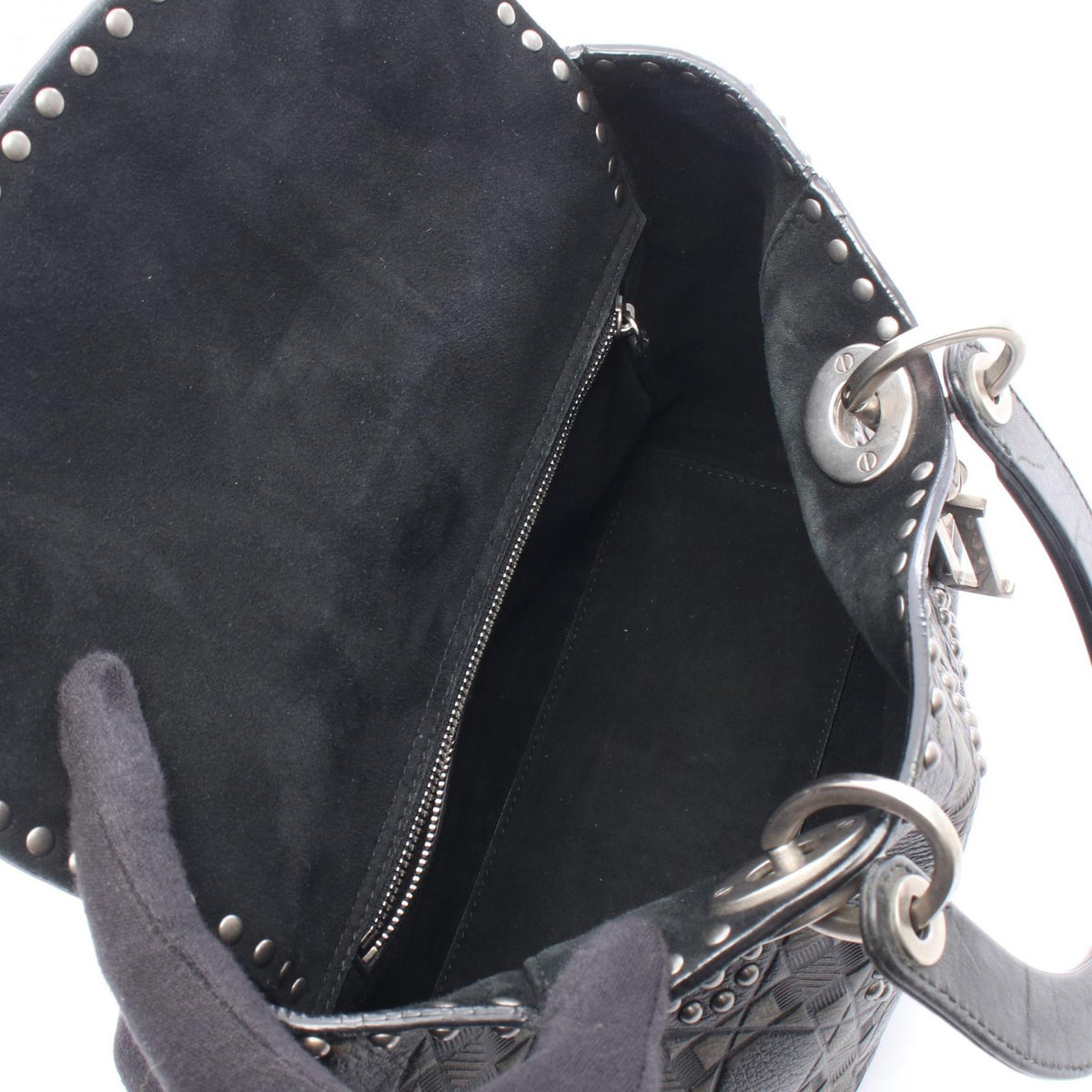 Dior Lady Dior Black Leather Hand Bag