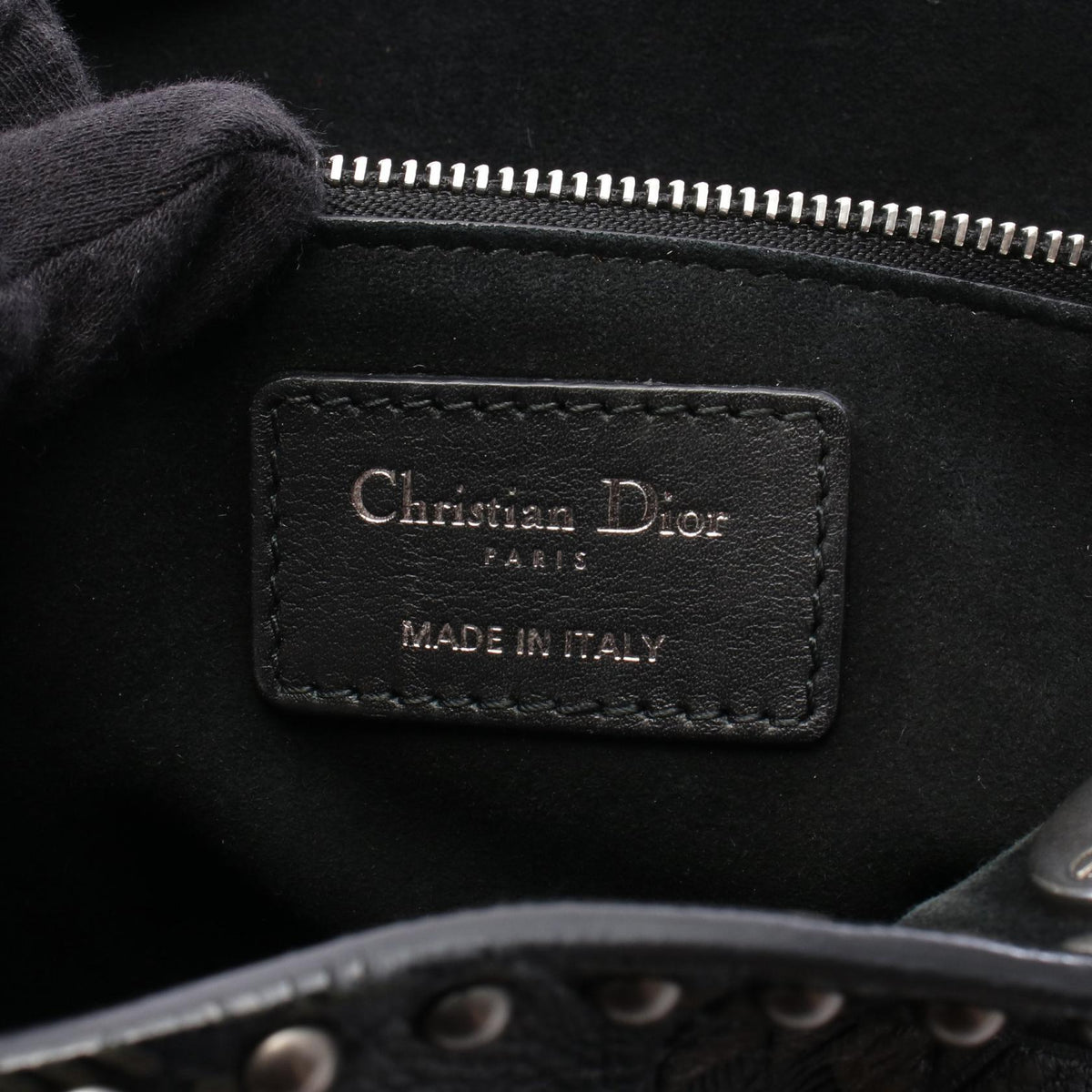 Dior Lady Dior Black Leather Hand Bag