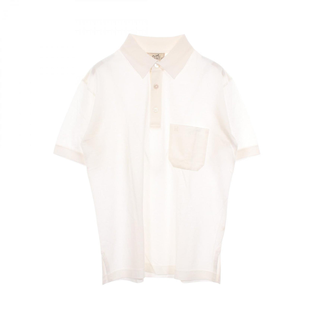 HERMES H-Embroidered Cotton Short Sleeve Polo Shirt Size S