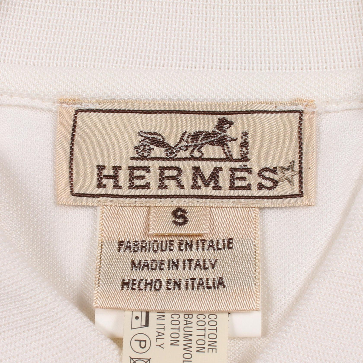 HERMES H-Embroidered Cotton Short Sleeve Polo Shirt Size S