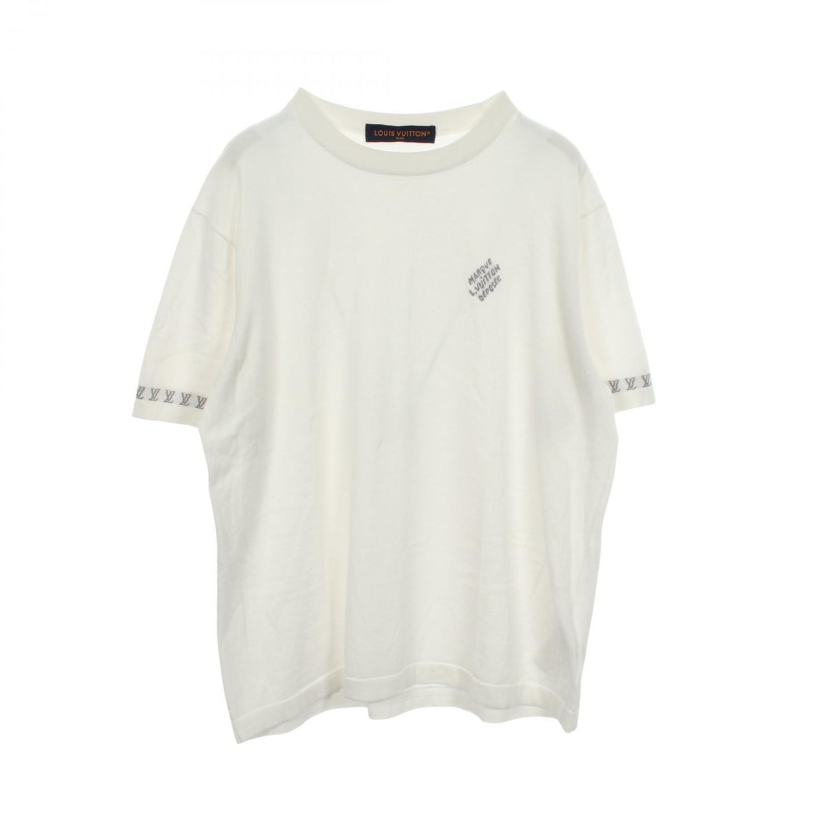 LOUIS VUITTON Logo Knit Short Sleeve T-Shirt White Size L