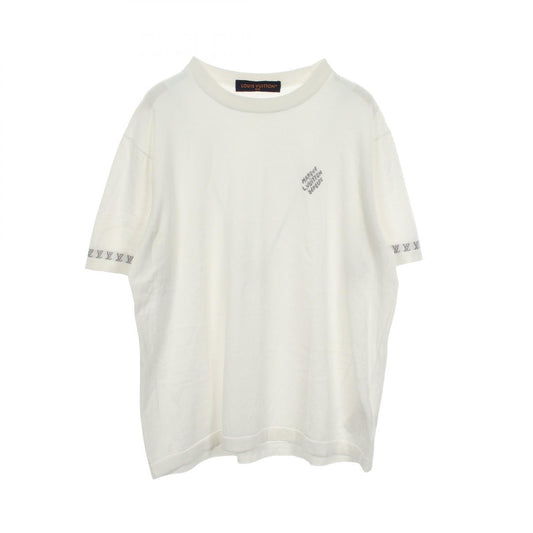 LOUIS VUITTON Logo Knit Short Sleeve T-Shirt White Size L