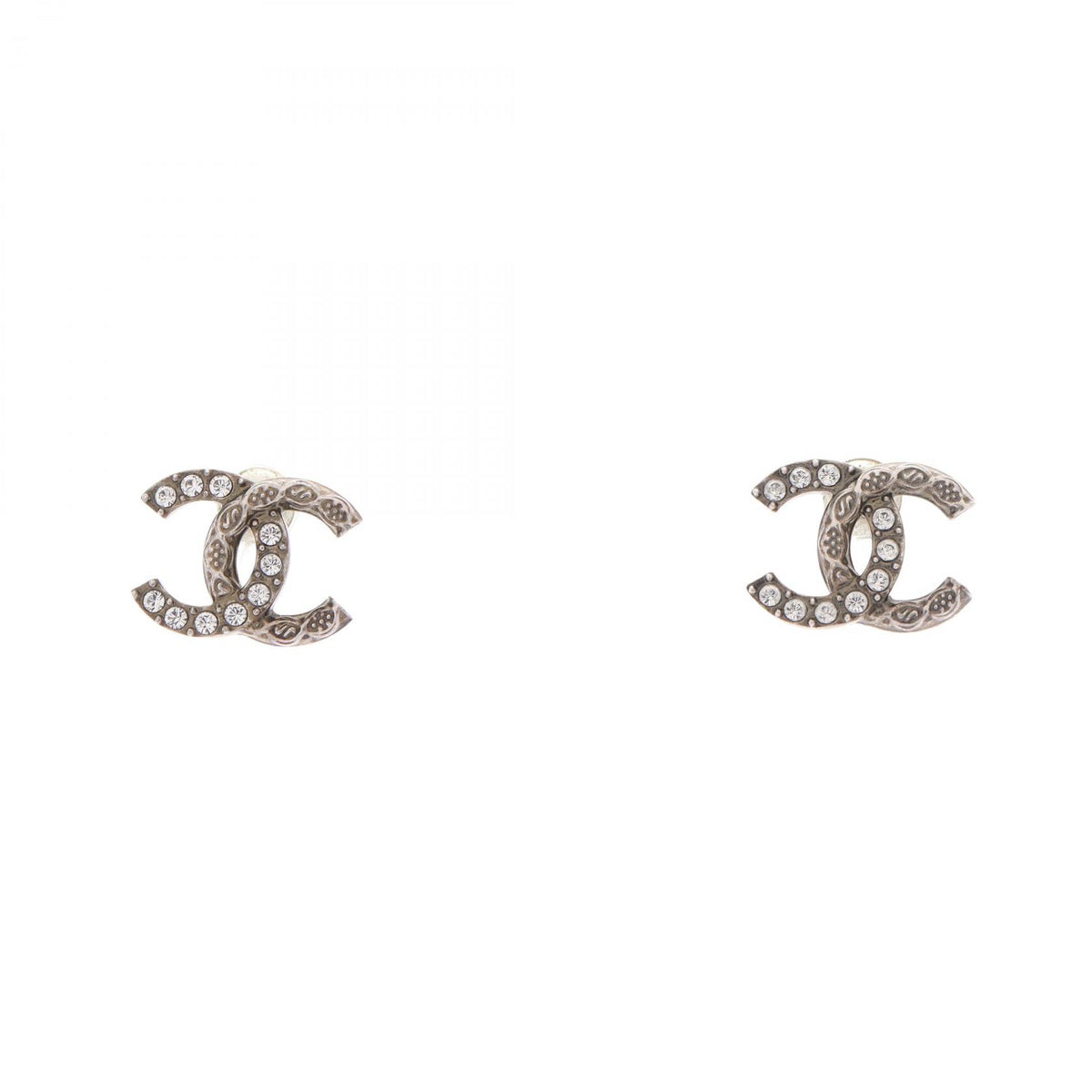 CHANEL Coco Mark Metal Rhinestone Earrings