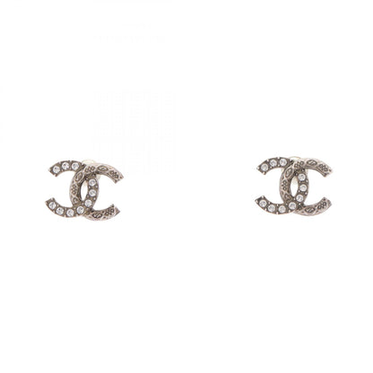 CHANEL Coco Mark Metal Rhinestone Earrings