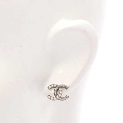 CHANEL Coco Mark Metal Rhinestone Earrings