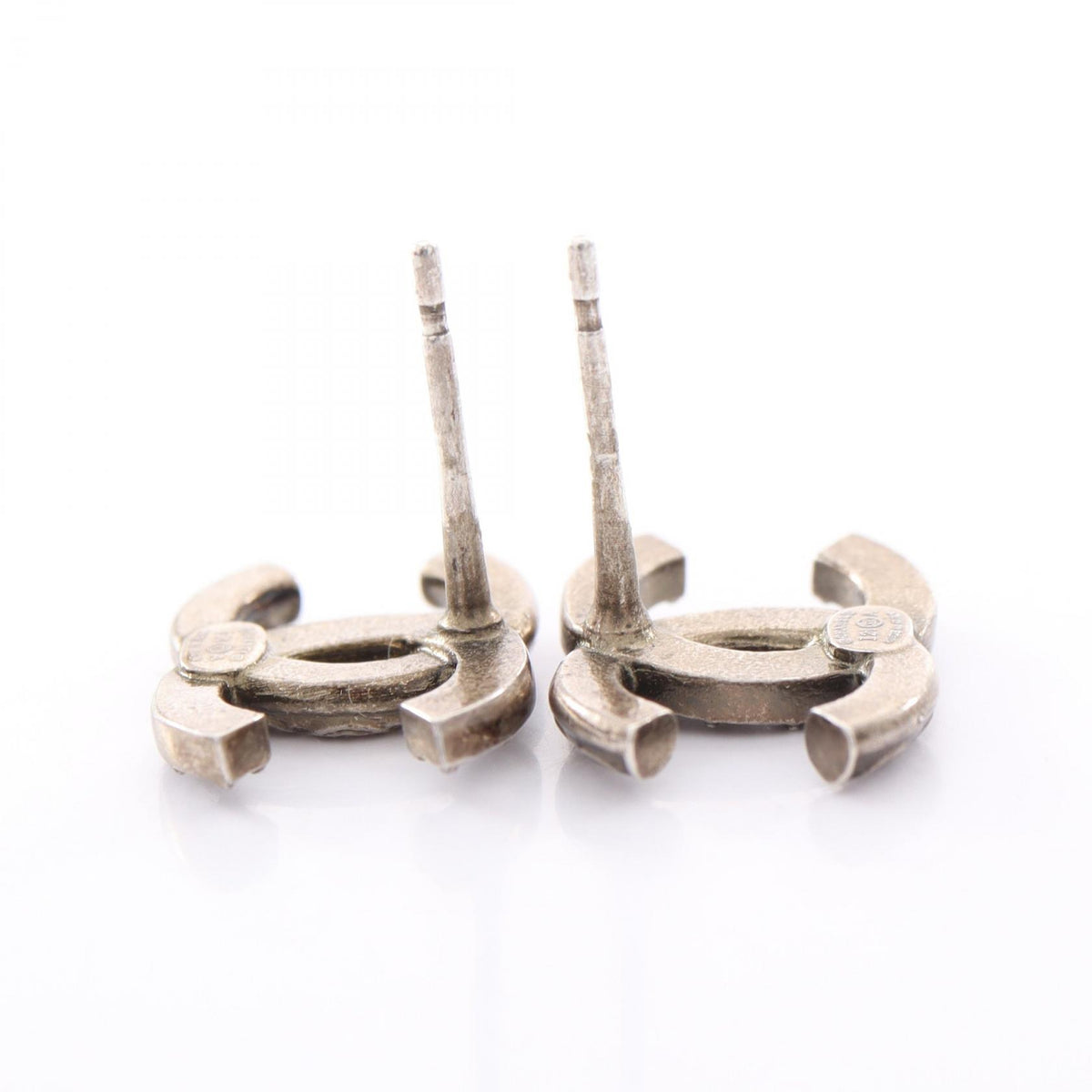 CHANEL Coco Mark Metal Rhinestone Earrings