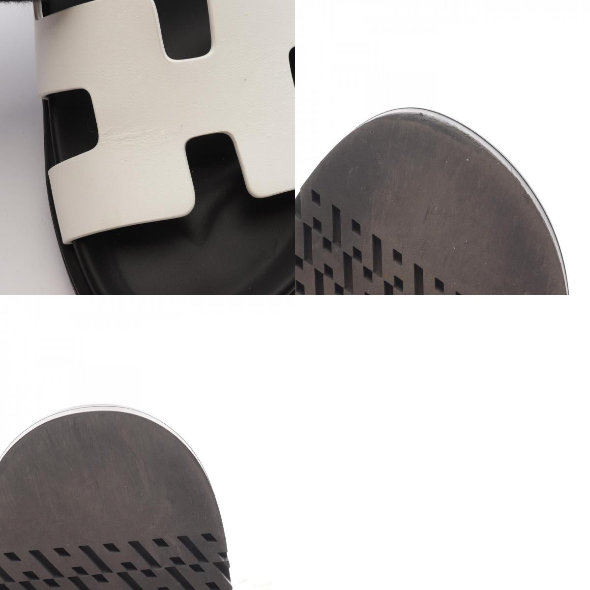 HERMES Chypre Leather Sandals White Size 35