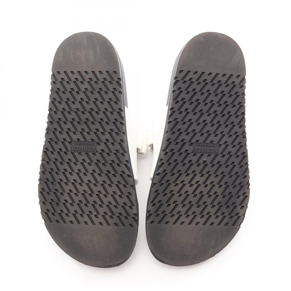 HERMES Chypre Leather Sandals White Size 35