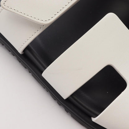 HERMES Chypre Leather Sandals White Size 35