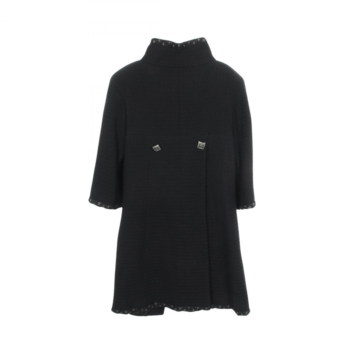 CHANEL Coco Button Wool Coat Black Size 38