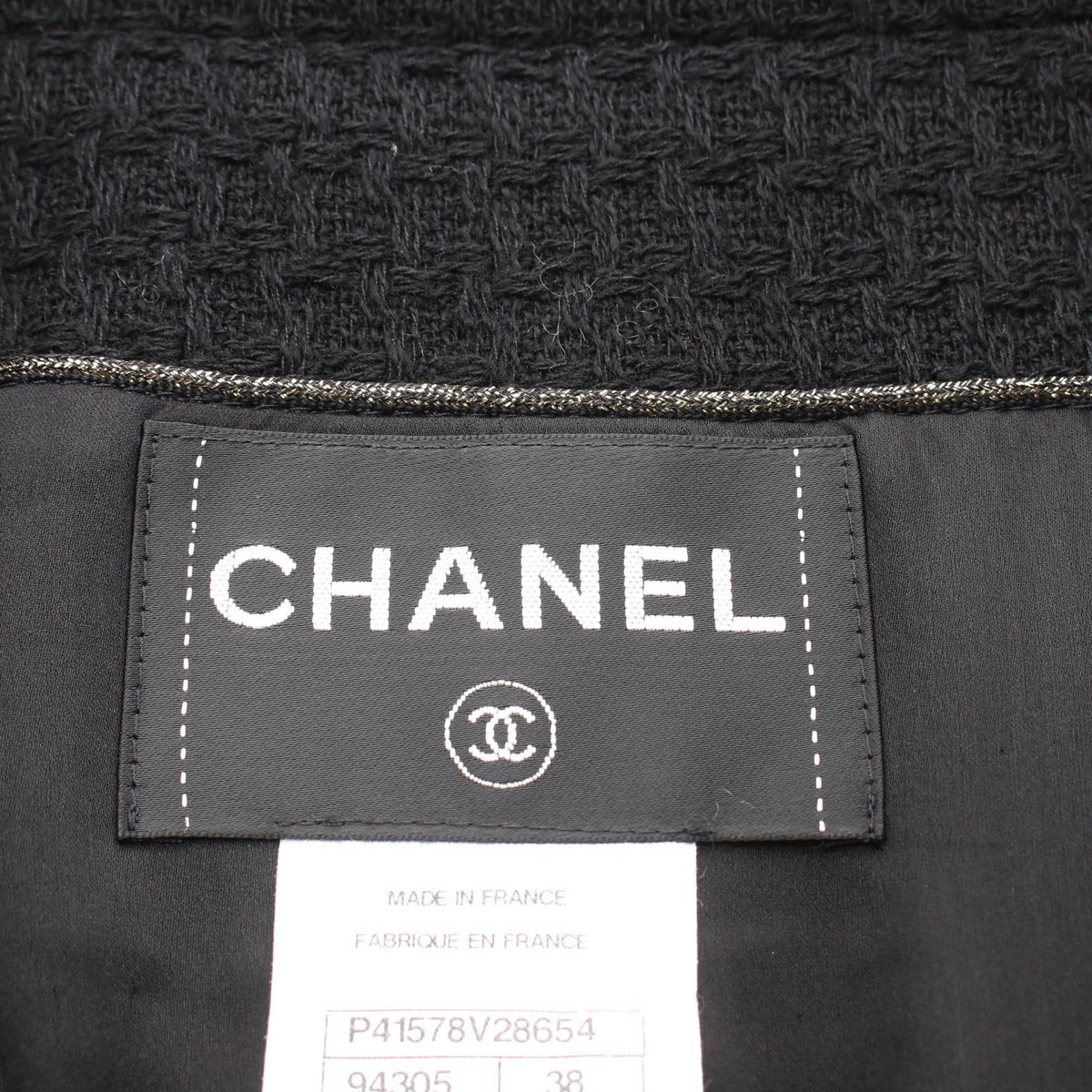 CHANEL Coco Button Wool Coat Black Size 38