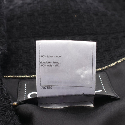 CHANEL Coco Button Wool Coat Black Size 38