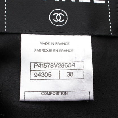CHANEL Coco Button Wool Coat Black Size 38