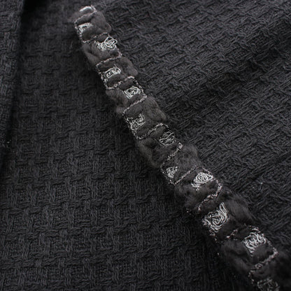 CHANEL Coco Button Wool Coat Black Size 38