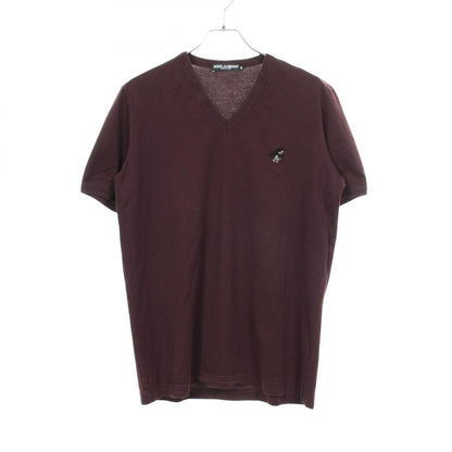 DOLCE & GABBANA Embroidered V-Neck Cotton T-Shirt Size 52
