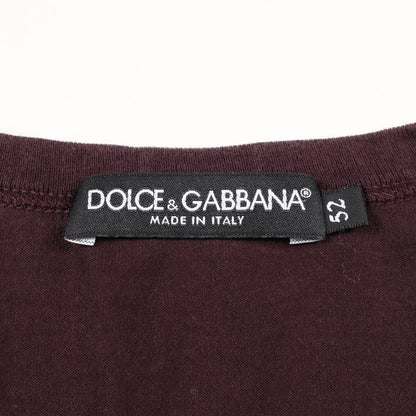 DOLCE & GABBANA Embroidered V-Neck Cotton T-Shirt Size 52