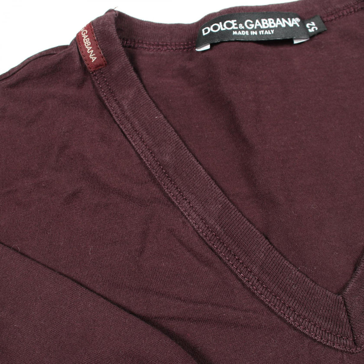 DOLCE & GABBANA Embroidered V-Neck Cotton T-Shirt Size 52