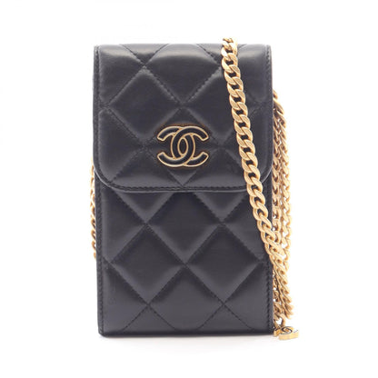 CHANEL Matelasse Lambskin Shoulder Bag Black