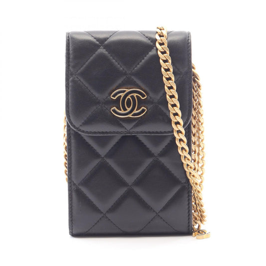 CHANEL Matelasse Lambskin Shoulder Bag Black