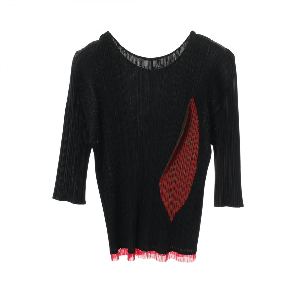 PLEATS PLEASE Pleated Leaf Print Long Shirt Black Size 3