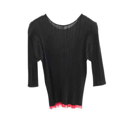 PLEATS PLEASE Pleated Leaf Print Long Shirt Black Size 3