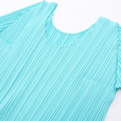 PLEATS PLEASE Pleated Polyester Short Sleeve Top Size 4