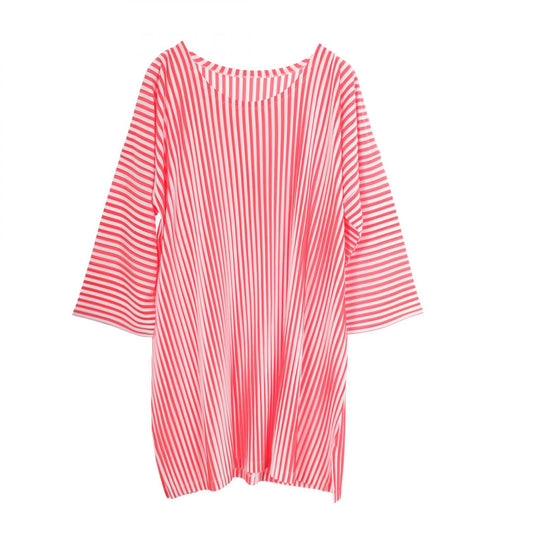 PLEATS PLEASE Pleated Stripe T-Shirt Red Size 3