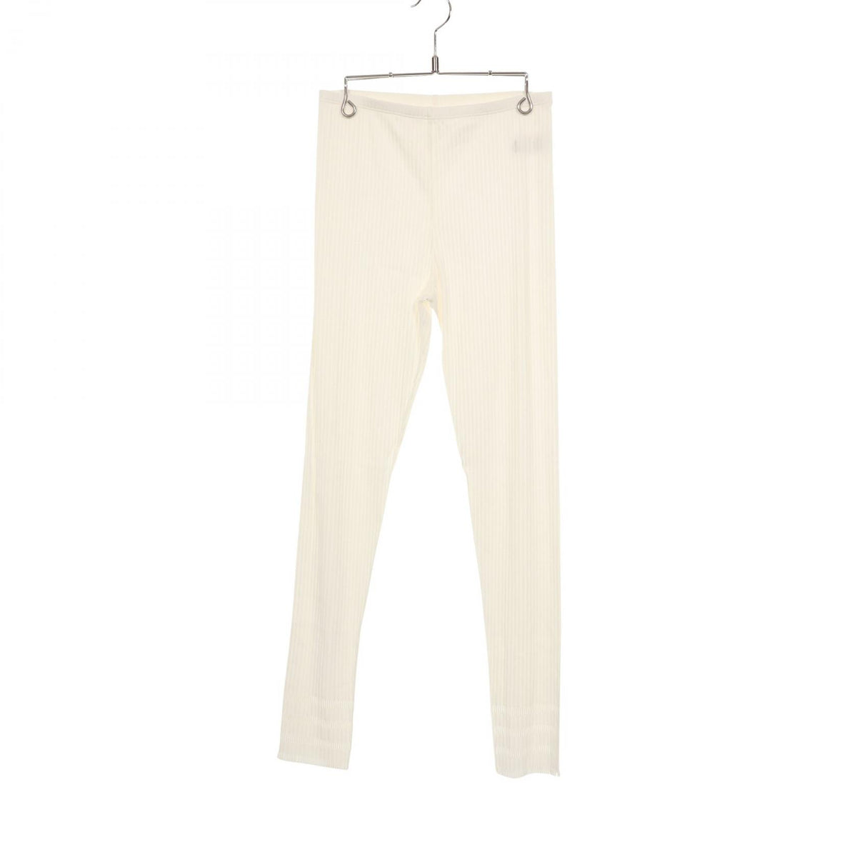 PLEATS PLEASE Rib Fringe Nylon Poly Leggings White Size 3