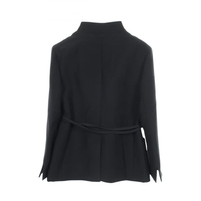 Dior Black Wool Silk No-Collar Blazer Size F 34