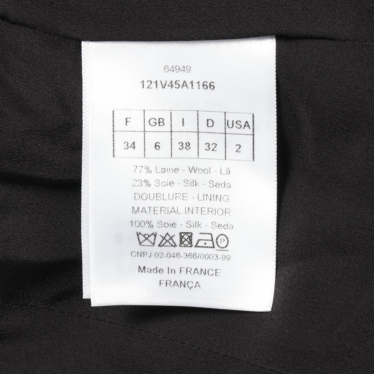 Dior Black Wool Silk No-Collar Blazer Size F 34