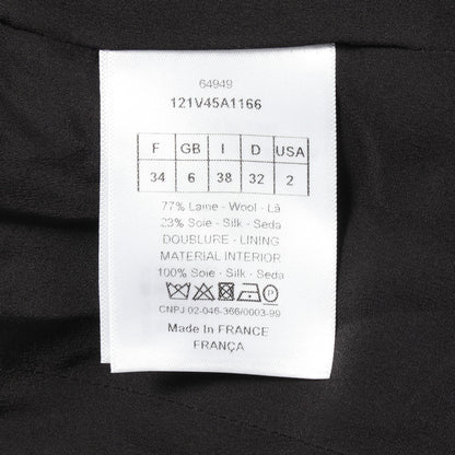 Dior Black Wool Silk No-Collar Blazer Size F 34