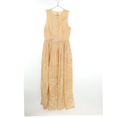 JIL SANDER Sleeveless Fabric Dress Beige Size 38