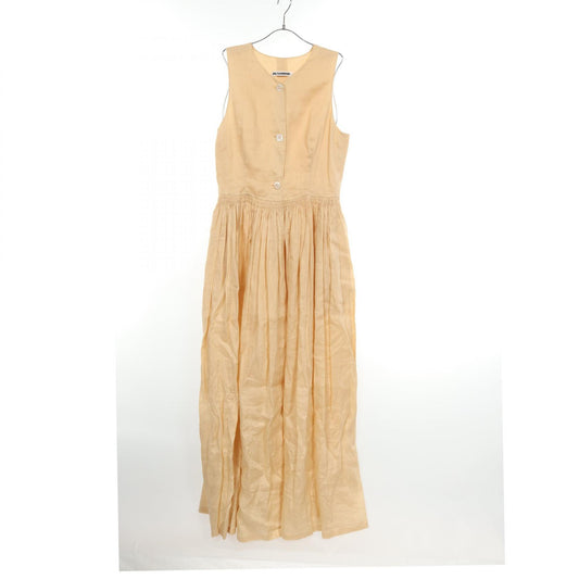 JIL SANDER Sleeveless Fabric Dress Beige Size 38