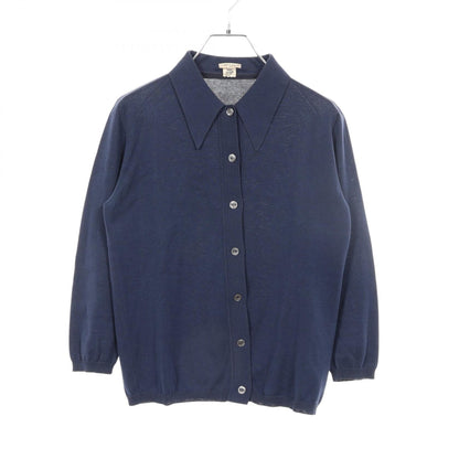HERMES Collared Cotton Knit Cardigan Size XS