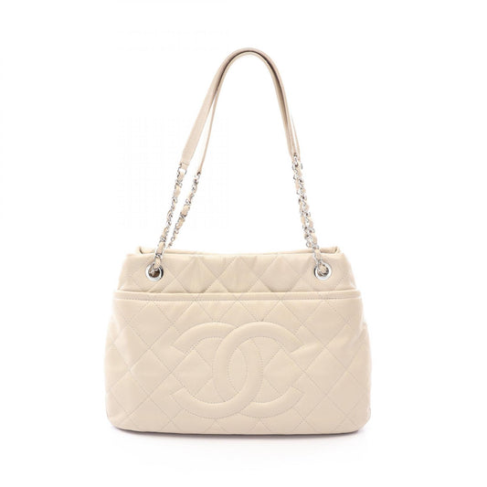 CHANEL Matelasse Caviar Skin Beige Silver Tote
