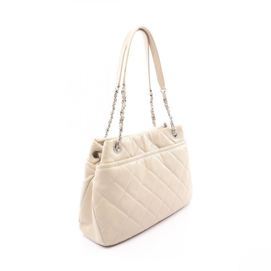 CHANEL Matelasse Caviar Skin Beige Silver Tote