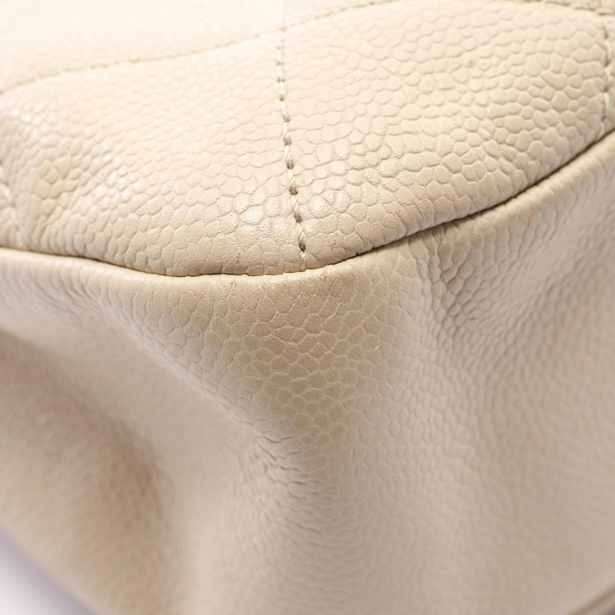 CHANEL Matelasse Caviar Skin Beige Silver Tote