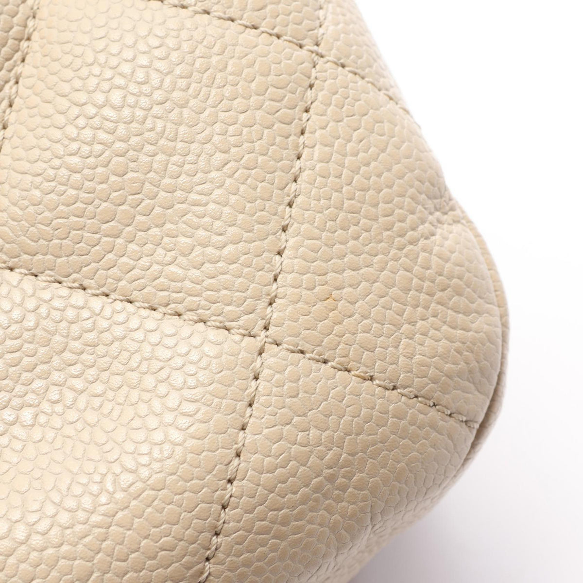 CHANEL Matelasse Caviar Skin Beige Silver Tote