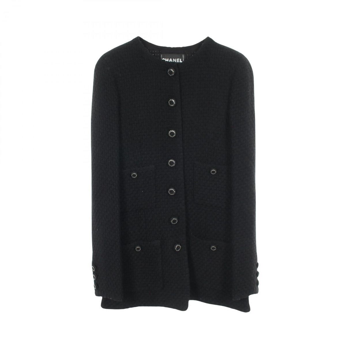 CHANEL Tweed Collarless Wool Jacket Size 36