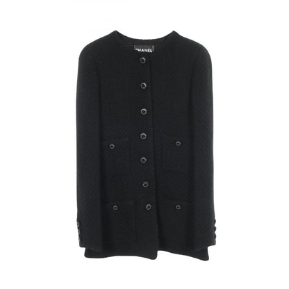 CHANEL Tweed Collarless Wool Jacket Size 36