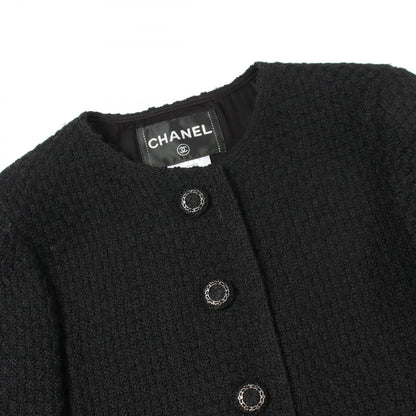 CHANEL Tweed Collarless Wool Jacket Size 36