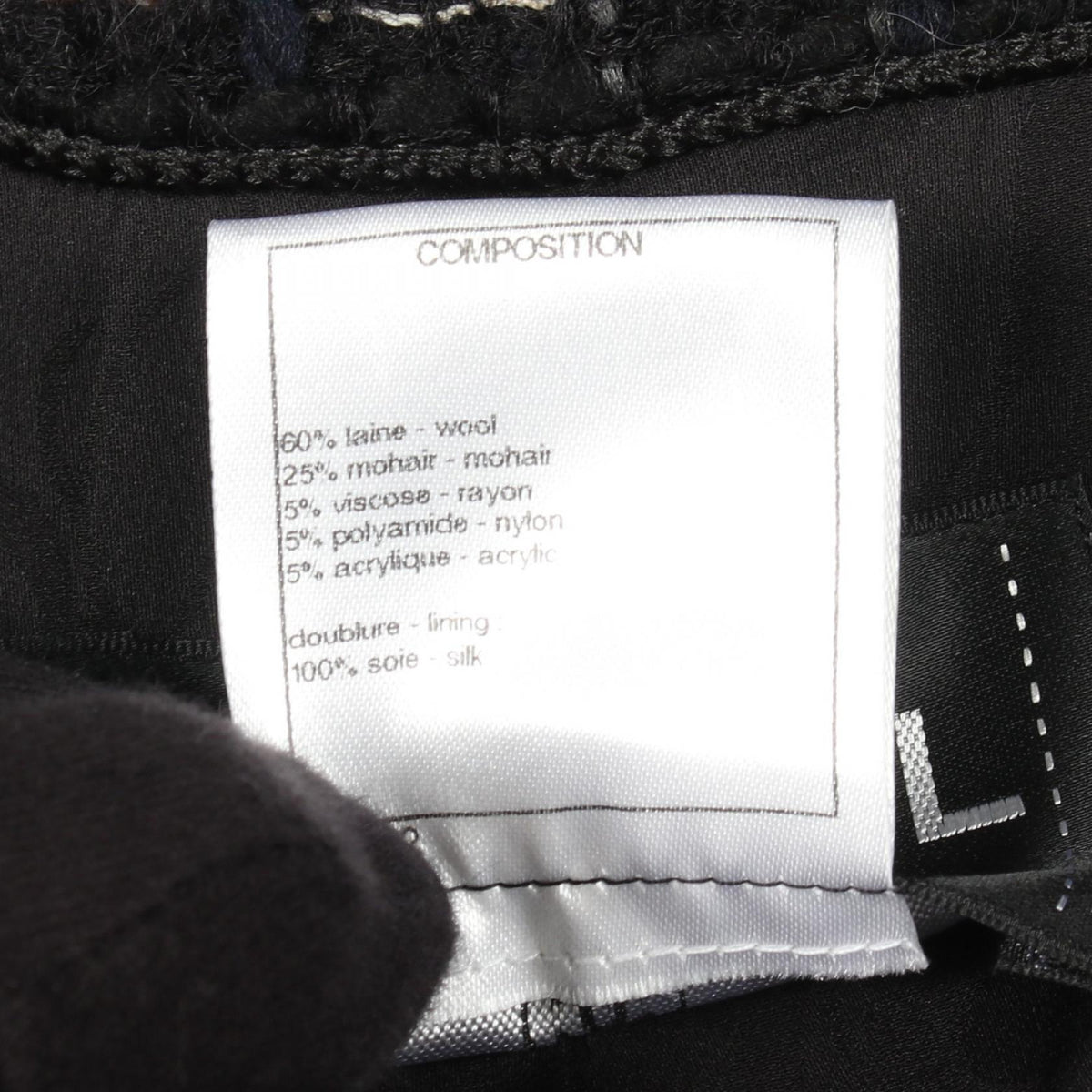 CHANEL Coco Mark Button Tweed Collarless Coat Navy Size 36